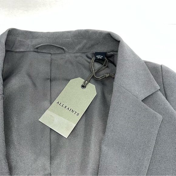 AllSaints All Saints Aleida Tri Blazer Open Black Smoke Grey Gray Size 2 NEW - Picture 4 of 15